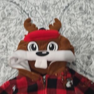 Red and Black Plaid Reindeer Hoodie